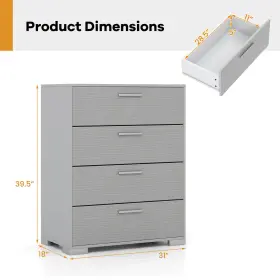 Us-2hcst04491 Costway 4 Drawer Storage Cabinet With Metal Legs And Handles Anti-toppling Devices #2