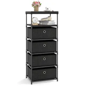 Us-2hcst07874 Costway 4-drawer Dresser With Shelf Fabric Bins Industrial Storage Tower Unit