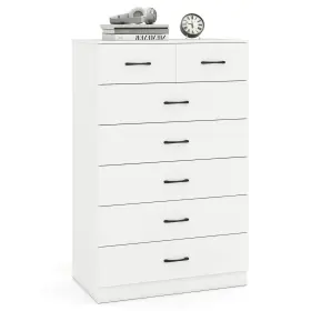 Us-2hcst12441 Costway 7 Drawers Dresser Wooden Chest Of With Metal Handles Guide Rails White