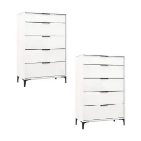 Us-2hcst12506 Costway 2pcs Freestanding 5-drawer Dresser With Sturdy Metal Legs Interlock System White