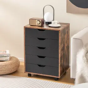 Us-2hw65978cf Costway 5 Drawer Chest Storage Dresser Floor Cabinet Organizer With Wheels