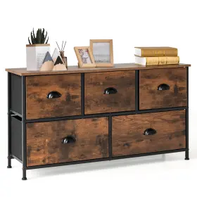Us-2jz10090cf Costway 5-drawer Dresser Storage Tower Organizer Unit With Foldable Fabric Drawer