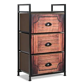 Us-2w63120 Costway 3 Drawer Fabric Dresser Storage Tower Nightstand Sturdy Steel Frame Closet Home