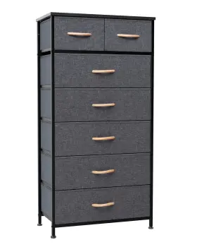 Bscl-gry-hd024 Crestlive Products Vertical Dresser Storage Tower - Sturdy Steel Frame Wood T