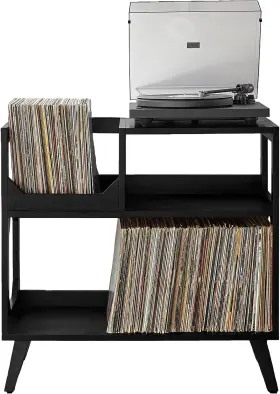 Crosley Furniture Cf1147-bk Asheville Media Console Record Player Stand Storage Black
