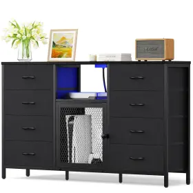 Decofy 977261248028 Dresser For Bedroom With Led Lights And Power Outlets 8 Drawers Tv Stand Dre Decofy 977261248028 Dresser For Bedroom With Led Lights And Power Outlets 8 Drawers Tv Stand Dre