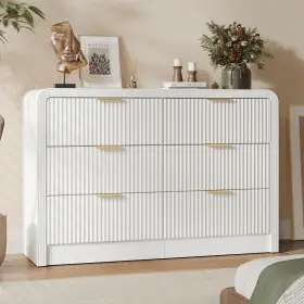 Decofy Dc-dg08 Fluted Drawers Dresser For Bedroom Wood Dressers With Gold Handles Modern D
