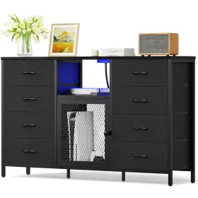 Dc-fd02 Decofy Dresser For Bedroom With Led Lights And Power Outlets 8 Drawers Tv Stand Dc-fd02 Decofy Dresser For Bedroom With Led Lights And Power Outlets 8 Drawers Tv Stand