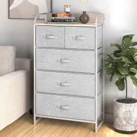 Ftbfsd-0029-xs1wa Dextrus Chest Of Drawers Fabric Bedroom Dresser Light Gray Foldable New Upgrade