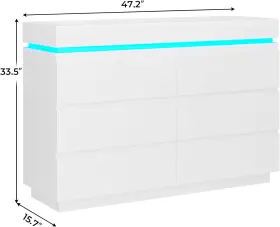 Dictac 313034965949 Modern 6 Drawers White Dresser With Sliding Desktop Wide Chest Of #2