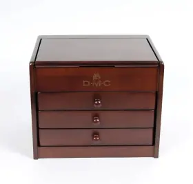 7600cv89 Dmc 7600cv89/100amz Petite Wood 3-drawer Embroidery Storage Chest With Hinged Lid New