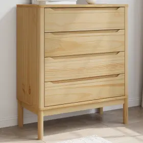 Drawer Cabinet Wax Brown Solid Pine Wood Medium Chest Drawers 721012215252 Of