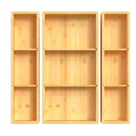Bdb3 Dujen Bamboo Drawer Organizer 12.5ftft X 2ftft Adjustable 3 Individual Junk Dr