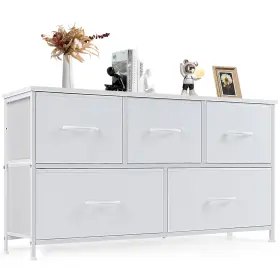 2025-5dr-wt Dumos Dresser For Bedroom 5 Storage Drawers Wide Fabric Closet Chests Organizer T