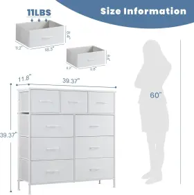 Dumos 696585139862 Dresser For Bedroom Storage Drawers Fabric Tower With 9 #3