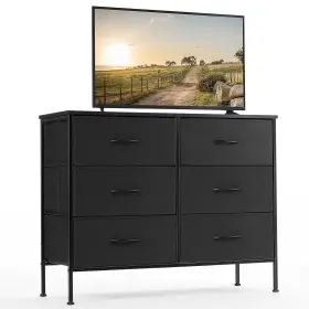 6bk-8u10 Dumos Tv Stand For Living Room Dresser Bedroom Chest Of With 6 Fabric