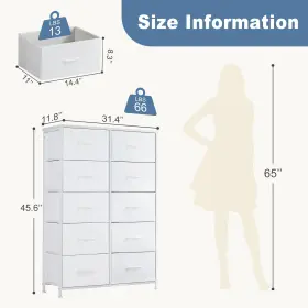 Dumos 702417958805 Dresser For Bedroom 10 Drawers Storage Chest Of With Fabric Bi #2