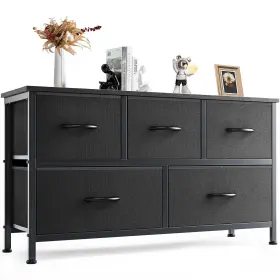 Dumos 711696806271 Dresser For Bedroom With 5 Fabric Drawers Small Chest Organizer Units Cl