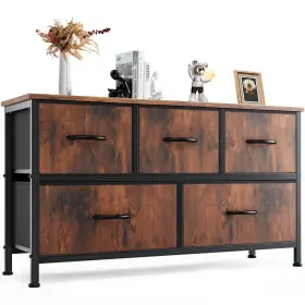 Dumos 711696806295 Dresser For Bedroom With 5 Fabric Drawers Small Chest Organizer Units