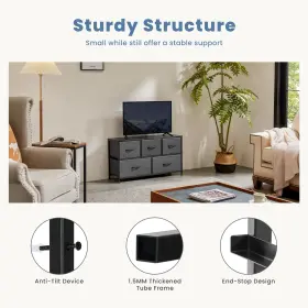 Dumos 757111306650 Dresser For Bedroom With 5 Drawers Black Fabric Tv Stand #3