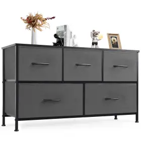 Dumos 757111306650 Dresser For Bedroom With 5 Drawers Black Fabric Tv Stand