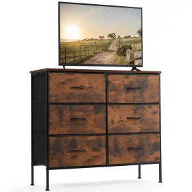 Dumos 792138542681 Dresser For Bedroom With 6 Drawers Fabric Tv Stand B