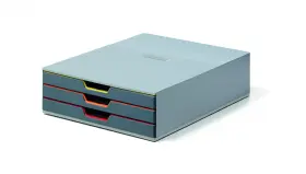 Durable 005546985602 Varicolor 3 Drawer Unit - Gray Desktop Set With Color Coded Draws