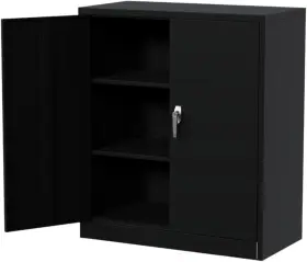 Chmjtruorzcxnl-0fw0f0gl35zz4u Ecosummer Metal Wall Cabinet Black 2 Doors Hanging Cabinets Handle For Garage