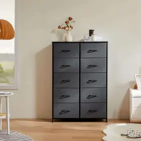 Edx 192405022982 10 Drawer Fabric Dresser For Bedroom Organizer Storage Cabinet Closet Grey