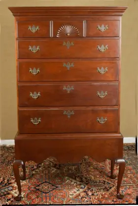 Circa-1790 Eldred Wheeler Cherry Queen Anne 5 Drawer Chest On Frame In The Style