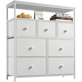 7u7w Enhomee Dresser For Bedroom With 7 Drawer And 2 Open Shelves Tv Stand Whi