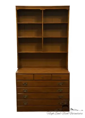 10-4058 Ethan Allen Heirloom Nutmeg Maple Custom Room Plan Crp 40 Inch Chest W. Bookcase