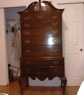 11-5205 Ethan Allen 4 Piece Bedroom Furniture Highboy Low Dresser Lingerie Nightstand