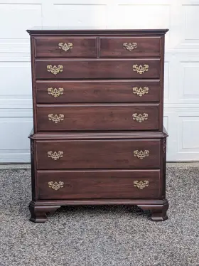 11-5225 Ethan Allen Vintage Georgian Court Cherry 7-drawer Chest On Dresser #2