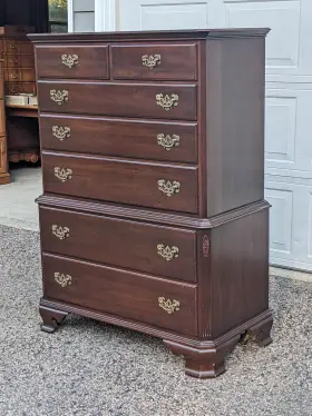 11-5225 Ethan Allen Vintage Georgian Court Cherry 7-drawer Chest On Dresser #3