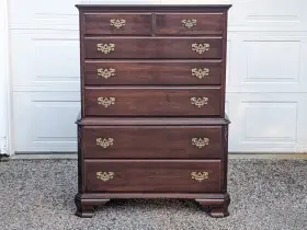 11-5225 Ethan Allen Vintage Georgian Court Cherry 7-drawer Chest On Dresser