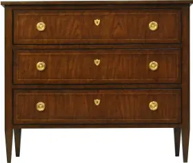 Hm1001 Eurolux Home Antique Cherry Low Chest With Brass Accents