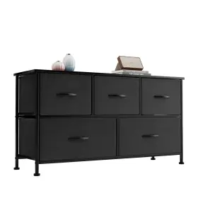 Flamaker 974679610454 Dresser For Bedroom 5 Drawer Wide Chest Of Drawers Fabric Storage Black