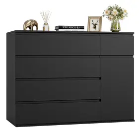 Ftspb251us Fotosok 5 Drawer Dresser Black For Tv Stand Double Wide Storage Chests Of D