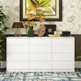 Fufu&gaga 313033624625 White 12-drawer 63 Inch Width Wooden Chest Of Drawers Dresser Storage Cabinet F