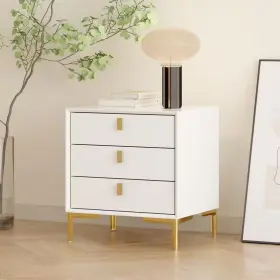 Fufu&gaga 313095099096 3-drawer White Wooden Nightstand Endtable Dresser 19.6 Inch W X 15.9 D 2