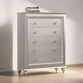 Furniture 445045166121 Kaitlyn 5-drawer Wooden Chest In Champagne White #2