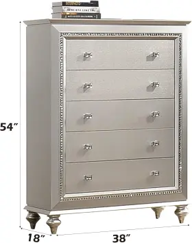 Furniture 445045166121 Kaitlyn 5-drawer Wooden Chest In Champagne White #3