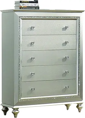 Furniture 445045166121 Kaitlyn 5-drawer Wooden Chest In Champagne White