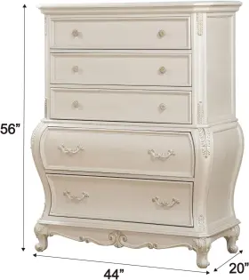 Ac-23546 Furniture Chantelle Chest No Granite Top - 23546 Pearl White #3