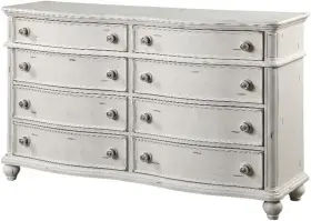 Bd01436 Furniture Jaqueline 8-drawer Wooden Dresser In Light Gray And Antique White