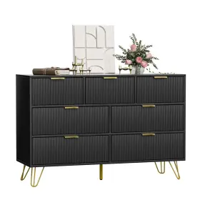 Furniway 774049157772 Dresser For Bedroom Black With 7 Drawers Modern Wide Dresse