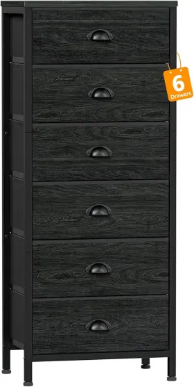 Oak-1 Furnulem 313054875860 Tall Dresser With 6 Drawers Vertical Bedside End Table And Chest For Bedr
