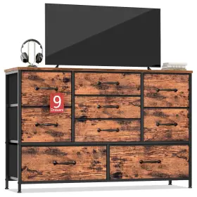 9d003-rustic Furnulem Dresser For Bedroom With 9 Large Drawers 55ftft Long Chest Tv Stand Enterta
