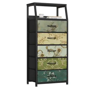 Tyds-5d003-retro Furnulem 5 Drawers Dresser Tall Dressers For Bedroom Closet Hallway Nursery Fabri